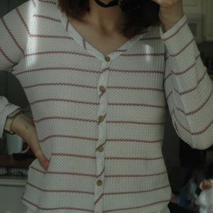 Paper Crane Waffle Knit Striped Sweater